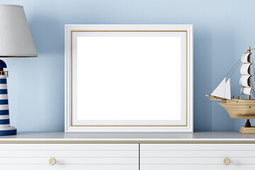 Wall Mural - Mock up frame in kids room, 3d render	