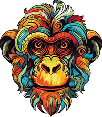  monkey vector illustration isolated on transparent  background. 
