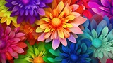 Fototapeta  - Tapeta z bukietem wielu kolorowych kwiatów.