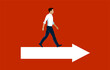 © Sylverarts - Business man going ahead to his goal with shown direction, vector illustration of a young man business dressed walking straight towards to his aim with hint, career concept.