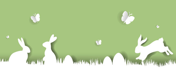 Wall Mural - Easter Border Isolated Green Background