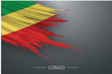 Wall Mural - 3d grunge brush stroke flag of Congo