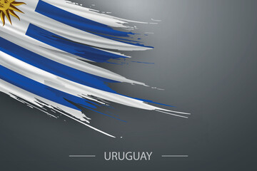 Wall Mural - 3d grunge brush stroke flag of Uruguay