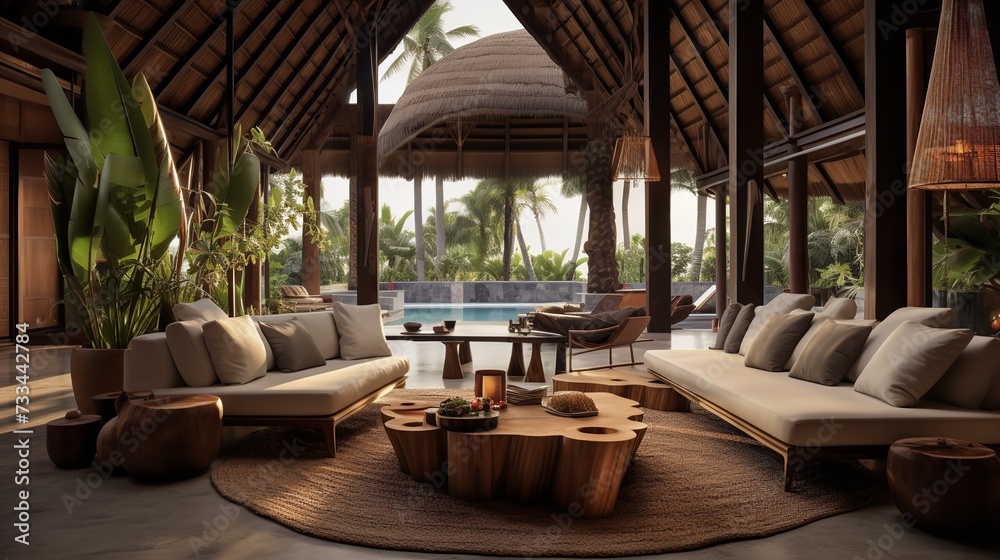 Nature's Embrace: Biophilic Living Room with Natural Elements & Green ...