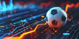 Fototapeta Sport - soccer ball on the background of graphs. concept of online betting on sporting events