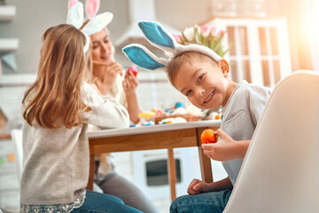 Family getting ready for Easter