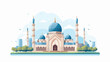Islamic mosque building flat vector illustration.