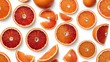 Blood red oranges isolated on white background with clipping path. Top view. Flat lay
