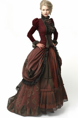 Canvas Print - Victorian style clothes young woman. Medieval fashion. 