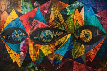 Poster - A vibrant portrait bursting with bold colors and intricate patterns, showcasing the beauty and power of modern art and creative expression