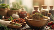Various spices in a cup in kitchen table - AI Generated