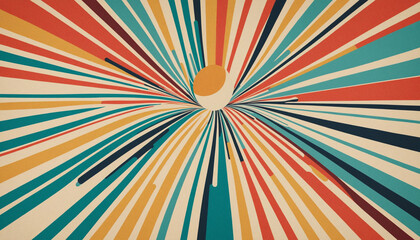 Wall Mural - Abstract 1970's background design in futuristic retro style with colorful lines. Vector illustration. Vintage Striped elements, Posters, Banner Samples, Retro Colors from the 1970s 1980s, 70s, 80s