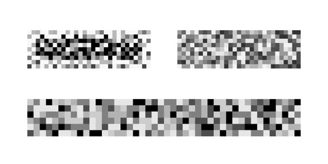 Wall Mural - set of censor blur textures. gray pixel mosaic backgrounds. checkered patterns to hide text, image o