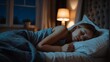 A girl is lying on her bed in a deep sleep