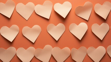 Sticker - A bunch of hearts made out of paper are arranged on a wall, AI