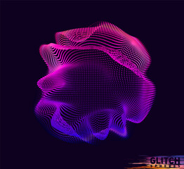 Poster - corrupted violet point sphere. abstract vector colorful mesh on dark background. futuristic style ca