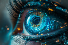 Futuristic Digital Eye Close-up With Circuit Patterns Generative AI Image