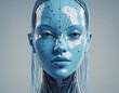 Abstract blue head with lines, 3d render