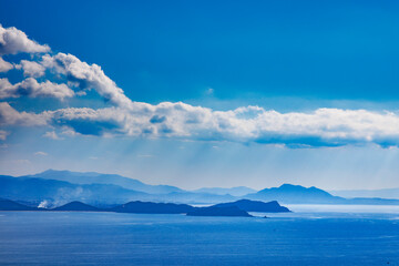 福岡県の大島から見る綺麗な海と風景