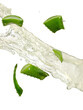Aloe vera juice splash, close up on white background