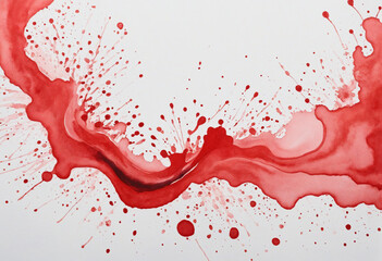 Sticker - red watercolor stripes watercolor stain on transparent background. 