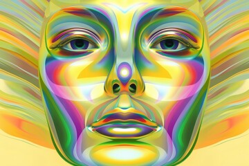 Poster - Vibrant hues and intricate strokes bring to life a modern masterpiece, showcasing a rainbow face that exudes the beauty and complexity of art