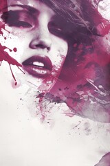Aufkleber - A vibrant expression of passion and raw emotion, as a woman's painted face serves as a canvas for both art and self-discovery