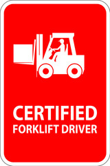 Wall Mural - Hard Hat Labels, Caution Certified Forklift Driver