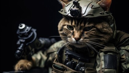 military cat unit with full tactical equipment