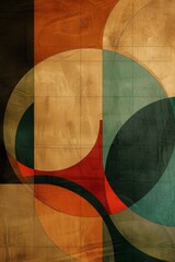 Poster - A mesmerizing abstract painting bursting with rich brown hues, intricate patterns of circles and lines, and a vibrant energy that ignites the imagination