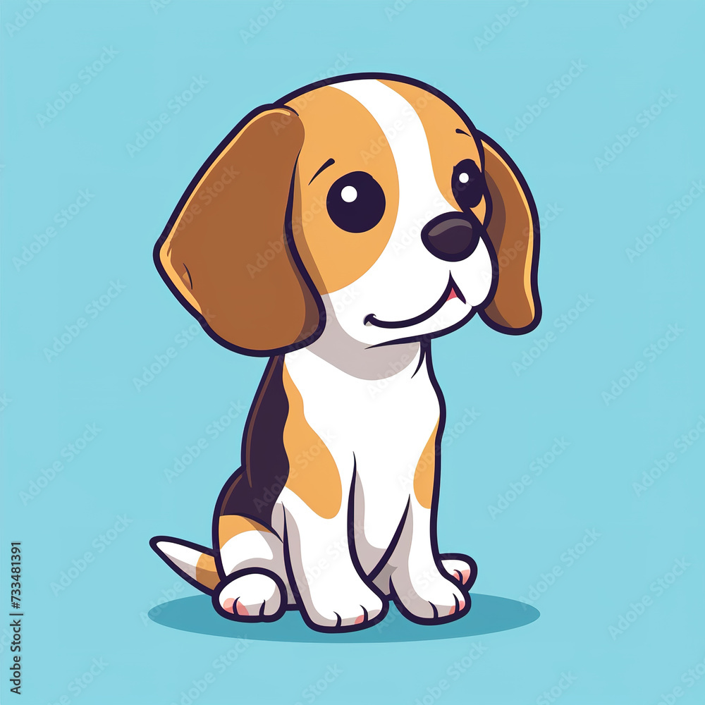 Flat logo of cute beagle dog in vector art cartoon style illustration ...