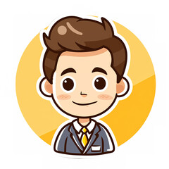 flat logo of cute businessman in cartoon style