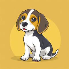 Wall Mural - Flat logo of cute beagle dog in vector art cartoon style for kid