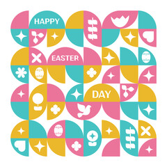 Aufkleber - Happy Easter Day And Abstract Geometric Pattern Background Vector Design.