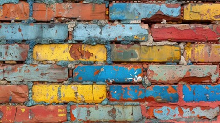 Sticker - Colorful brick wall, background texture