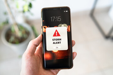 New storm alert notification on the smart phone.