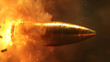 burning bullet through a fire and smoke