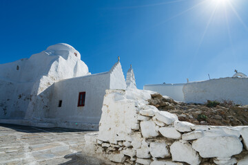 Sticker - Ancient Paraportiani Church in Mykonos Town, Cyclades, Greece