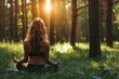 Meditating in forest for inner peace and happiness.