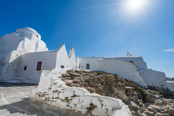 Canvas Print - Ancient Paraportiani Church in Mykonos Town, Cyclades, Greece