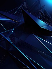 Poster - Blue abstract background with triangles and lights.