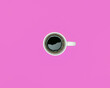 Overhead view of a cup of black coffee