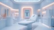 A cutting-edge beauty treatment room equipped with AI-driven skincare analysis tools set in a minimalist spa setting Highlight the harmony between advanced technology and holistic wellness