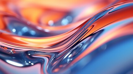 Wall Mural - The close up of a glossy liquid surface abstract in red yellow and blue colors background
