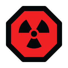 Wall Mural - radioactive red black octagon icon nuclear sign design isolated warning danger symbol alert caution hazard danger traffic vector flat design for website mobile isolated white Background