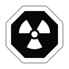 radioactive white black outline octagon icon nuclear sign design isolated warning danger symbol alert caution hazard danger traffic vector flat design for website mobile isolated white Background