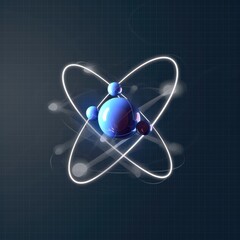 Wall Mural - atomic dance: subatomic realm, electrons, neutrons, and protons orbit a fixed nucleus in a model emp