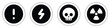 set outline black circle icons radioactive nuclear alert electric voltage warning danger symbol logo caution hazard danger traffic vector flat design for website mobile isolated white Background