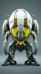 Poster - A futuristic robot with yellow and white parts. Generative AI.
