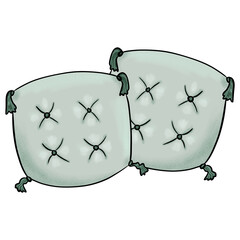 Two green sofa chair pillows cartoon illustration